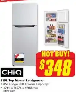 The Good Guys CHIQ Top Mount Refrigerator offer