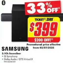 The Good Guys SAMSUNG 3.1Ch Soundbar offer