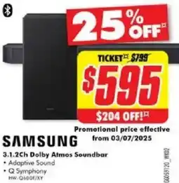 The Good Guys SAMSUNG 3.1.2Ch Dolby Atmos Soundbar offer