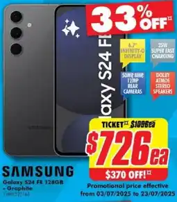 The Good Guys SAMSUNG Galaxy S24 FE 128GB - Graphite offer
