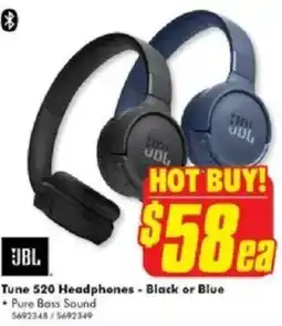 The Good Guys JBL Tune 520 Headphones - Black or Blue offer