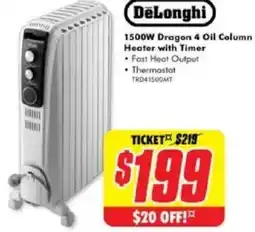 The Good Guys DeLonghi 1500W Dragon 4 Oil Column offer