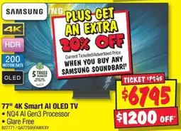 JB Hi-Fi 77" 4K Smart AI OLED TV offer