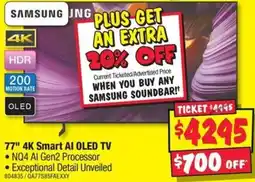 JB Hi-Fi 77" 4K Smart AI OLED TV offer