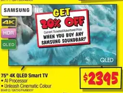 JB Hi-Fi 75" 4K QLED Smart TV offer