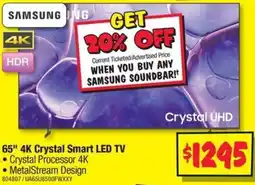 JB Hi-Fi 65" 4K Crystal Smart LED TV offer