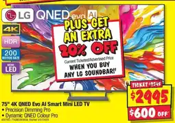 JB Hi-Fi 75" 4K QNED Evo Al Smart Mini LED TV offer