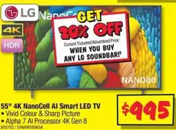 JB Hi-Fi 55" 4K NanoCell Al Smart LED TV offer