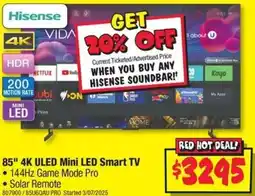 JB Hi-Fi 85" 4K ULED Mini LED Smart TV offer