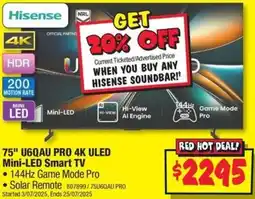 JB Hi-Fi 75" U6QAU PRO 4K ULED Mini-LED Smart TV offer