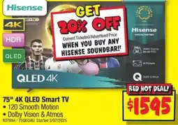 JB Hi-Fi 75" 4K QLED Smart TV offer