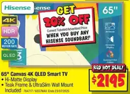 JB Hi-Fi 65" Canvas 4K QLED Smart TV offer