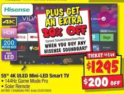 JB Hi-Fi 55" 4K ULED Mini-LED Smart TV offer