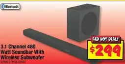 JB Hi-Fi 3.1 Channel 480 Watt Soundbar With Wireless Subwoofer offer