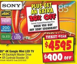JB Hi-Fi 85" 4K Google Mini LED TV offer