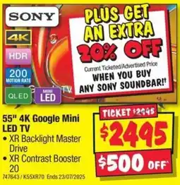 JB Hi-Fi 55" 4K Google Mini LED TV offer