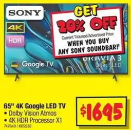 JB Hi-Fi 65" 4K Google LED TV • Dolby Vision Atmos offer
