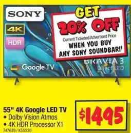 JB Hi-Fi 55" 4K Google LED TV Dolby Vision Atmos offer