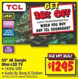 JB Hi-Fi 55" 4K Google Mini-LED TV offer