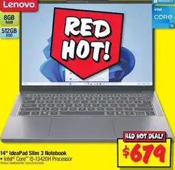 JB Hi-Fi 14" IdeaPad Slim 3 Notebook offer