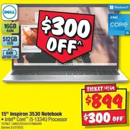 JB Hi-Fi 15" Inspiron 3530 Notebook offer