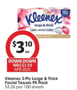 Coles Kleenex 3-ply large & thick facial tissues 95 pack offer