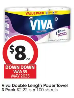 Coles Viva double length paper towel 3 pack offer