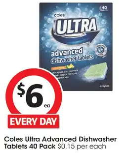 Coles Coles ultra advanced dishwasher tablets 40 pack offer