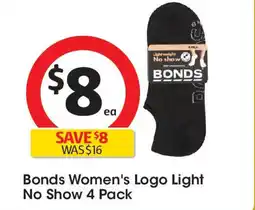 Coles Bonds women's logo light no show 4 pack offer
