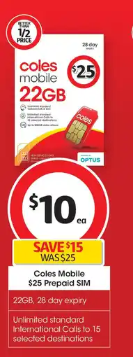 Coles Coles mobile prepaid sim offer