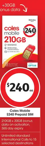 Coles Coles mobile prepaid sim offer