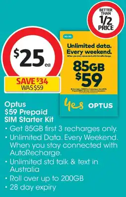 Coles Optus prepaid sim starter kit offer