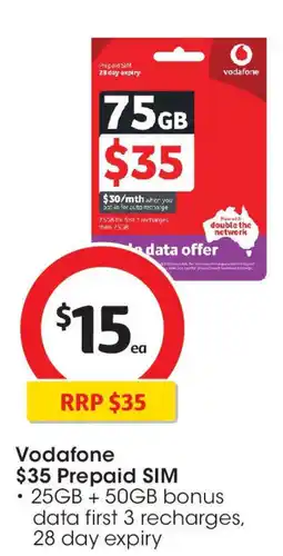 Coles Vodafone prepaid sim offer