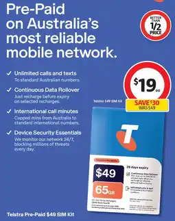 Coles Telstra pre-paid sim kit offer