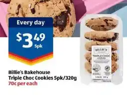 ALDI Billie's bakehouse triple choc cookies 5pk offer