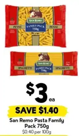 Drakes San Remo Pasta Family Pack 750g offer