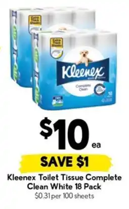 Drakes Kleenex Toilet Tissue Complete Clean White 18 Pack offer