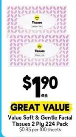 Drakes Value Soft & Gentle Facial Tissues 2 Ply 224 Pack offer