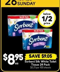 Drakes Sorbent Silk White Toilet Tissue 24 Pack offer