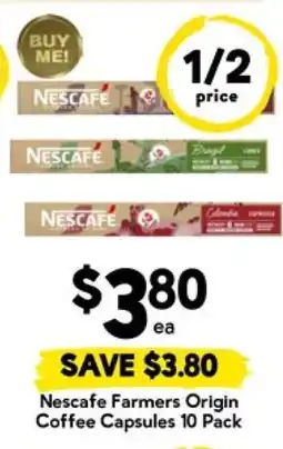 Drakes Nescafé Farmers Origin Coffee Capsules 10 Pack offer