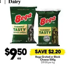 Drakes Bega Grated or Block Cheese 500g offer