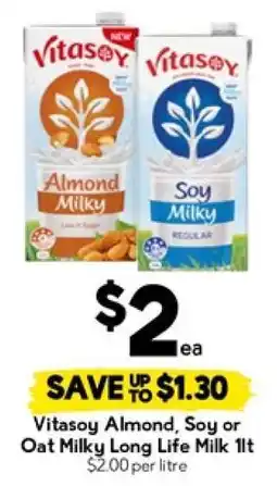 Drakes Vitasoy Almond, Soy or Oat Milky Long Life Milk 1lt offer