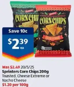ALDI Sprinters Corn Chips offer