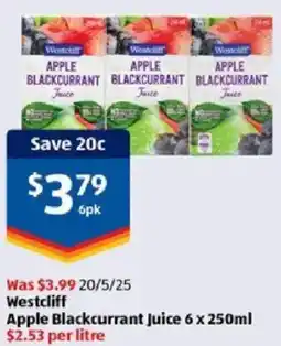 ALDI Westcliff Apple Blackcurrant Juice offer