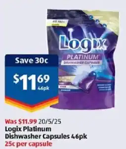 ALDI Logix Platinum Dishwasher Capsules offer