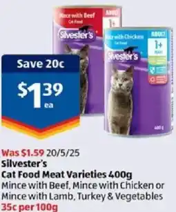 ALDI Sivester's Cat Food Meat offer