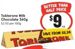 IGA Toblerone Milk Chocolate offer