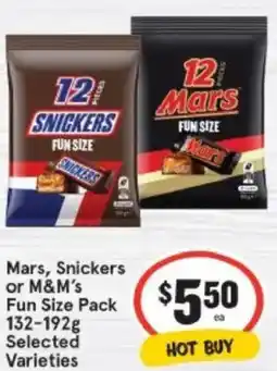 IGA Mars Snickers or M&M's Fun Size Pack offer