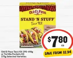 IGA Old El Paso Taco Kit or Tortilla Pockets Kit offer