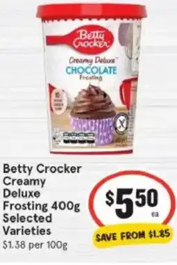 IGA Betty Crocker Creamy Deluxe Frosting offer